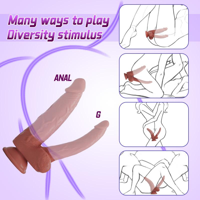 Двусторонний реалистичный силиконовый дилдо - мягкая двойная игрушка для взрослых женщин, гибкая секс-игрушка для улучшенной интимности