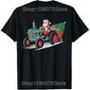 Santa Tractor Farm Truck Farmer Christmas Xmas Driving T Shirts Men Cotton Humor Streetwear Short Sleeve Unisex Loose Clothing