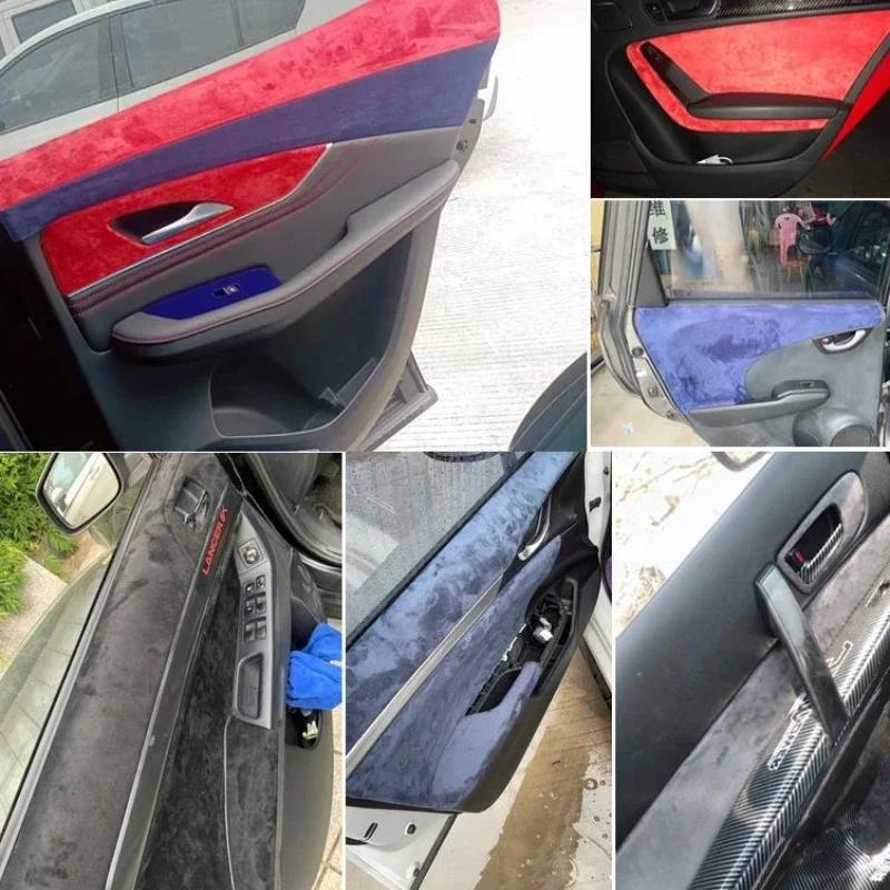 50см*160см Разноцветная эластичная замшевая ткань Бархатная кожаная ткань для отделки салона автомобиля Модифицированный потолок Отделка дверной панели 0,8мм