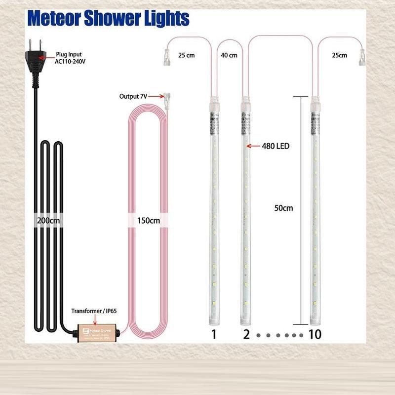 Светодиодные уличные огни «Метеоритный дождь» Водонепроницаемые огни для дерева Декор для внутреннего сада Подвесные огни для дерева Европейская вилка