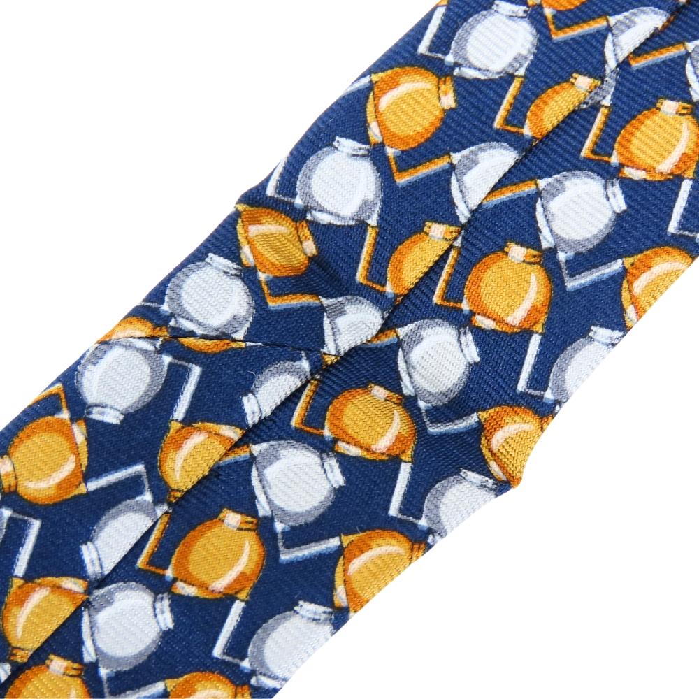 Used Dunhill tie silk Navy Orange business