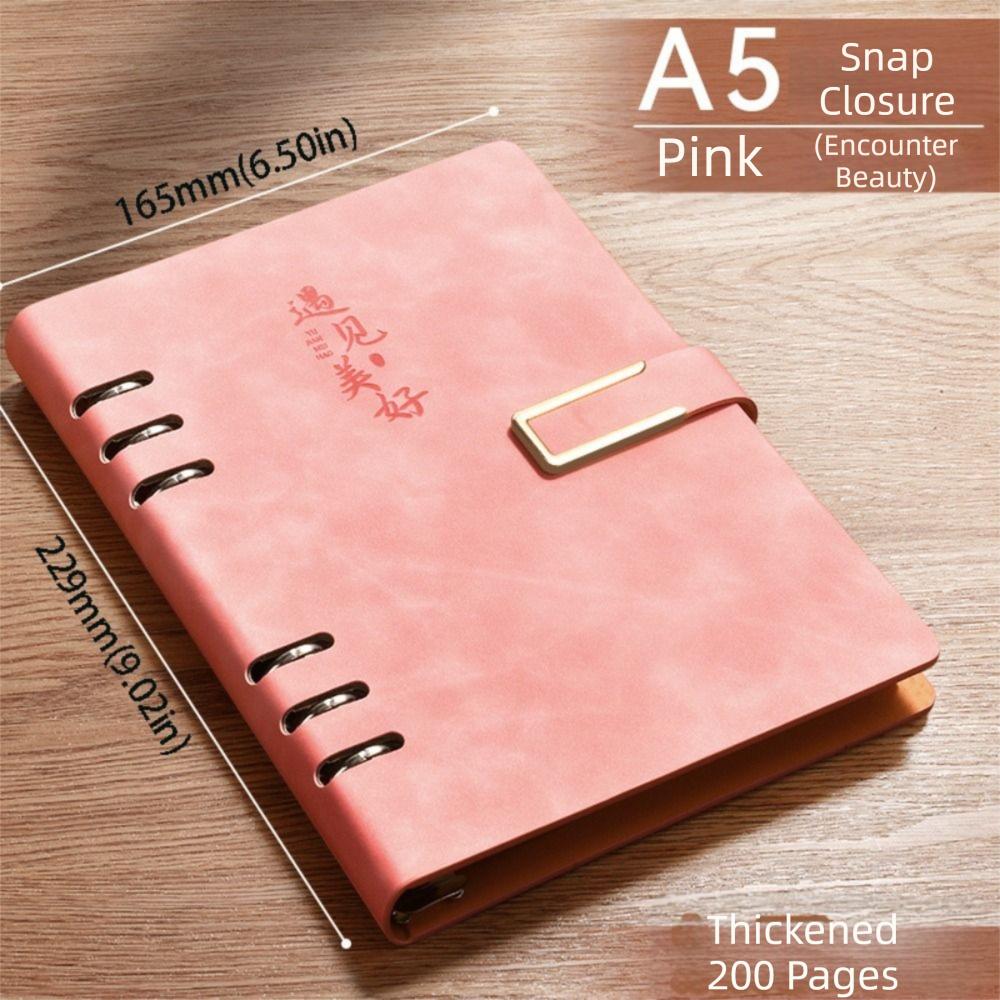 100 Sheets Loose Leaf Notebook 200 Pages Refillable Notebook Retro PU Hardcover Notebook School