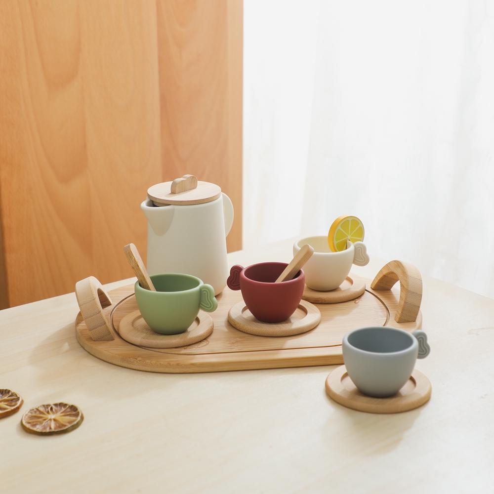 Детский чайный набор Монтессори-игрушки, не содержащие бисфенол А, силиконовые послеобеденные чайные наборы, игрушки для детей, игровой домик для косплея, развивающие игрушки, подарки