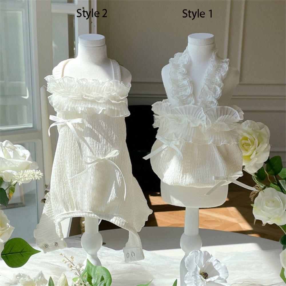 Breathable Summer Pet Vest Soft Cat Princess Skirt Fashion Pet White Lace Camisole  Poodle