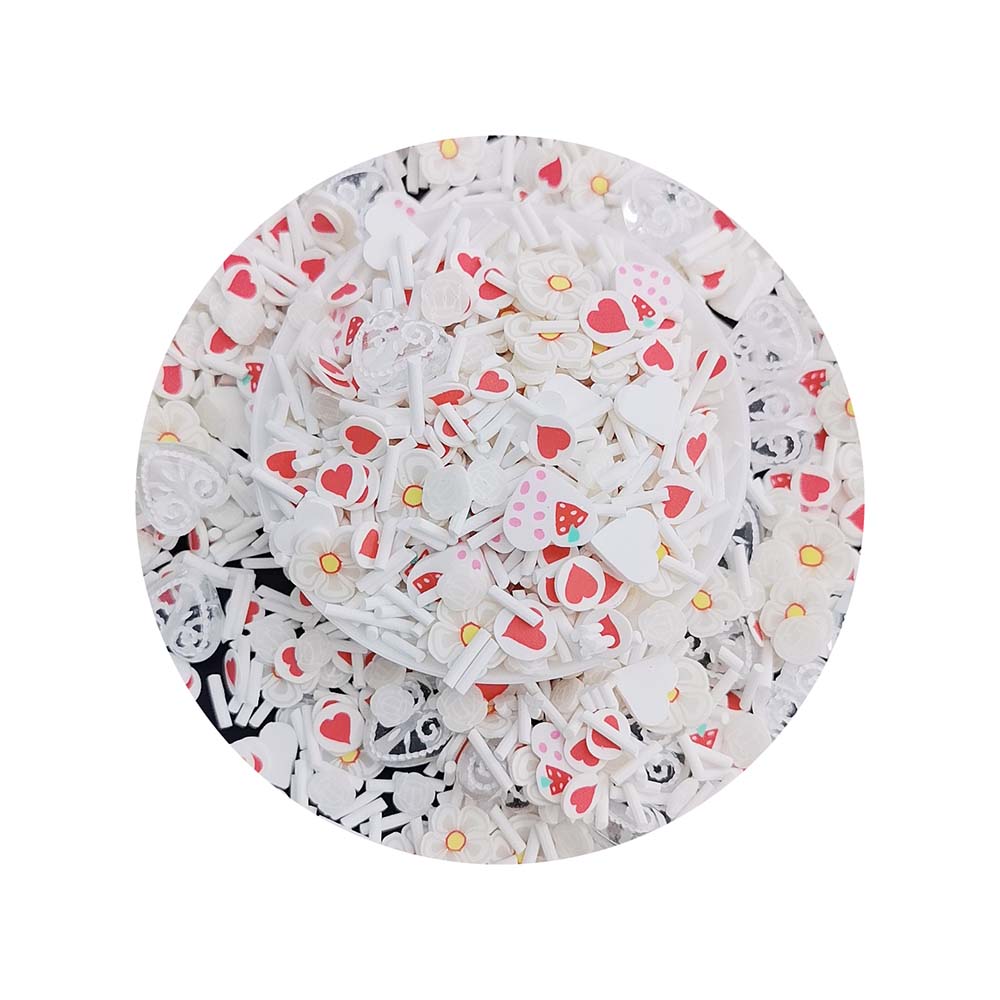 1kg White Heart Mixed Flowers Scrapbooking DIY Soft Clay Pieces Fun for Kids and Adult Crafting