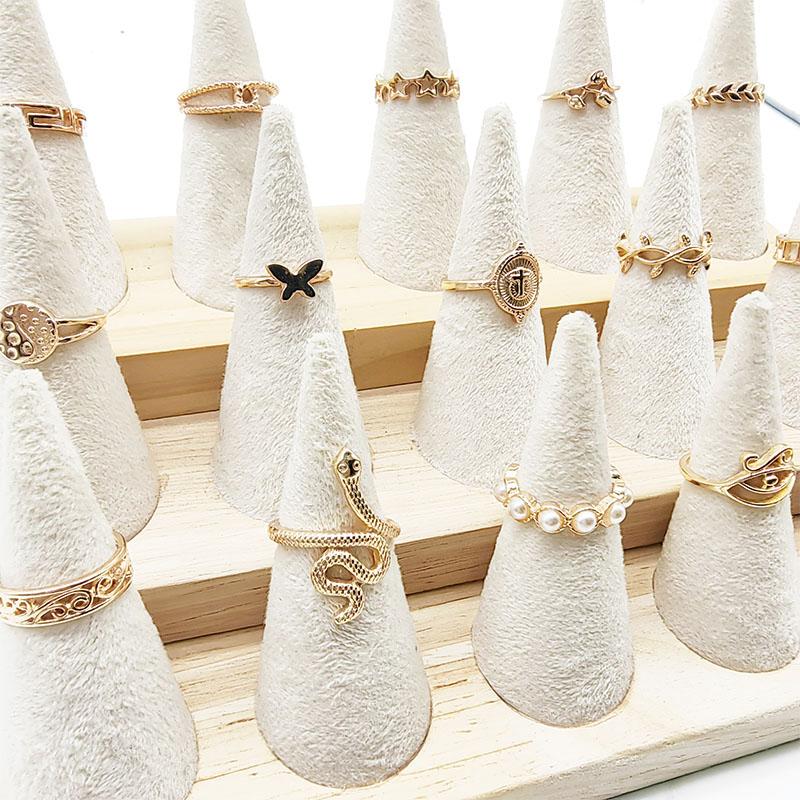 30 шт./Лот Смешанный Стиль Жемчуг Серебряный Цвет Кольца на Палец Животное Змеиная Цепь Полый Лист Вечеринка Украшения Девочка Любовь Бабочка Цветок Подарок