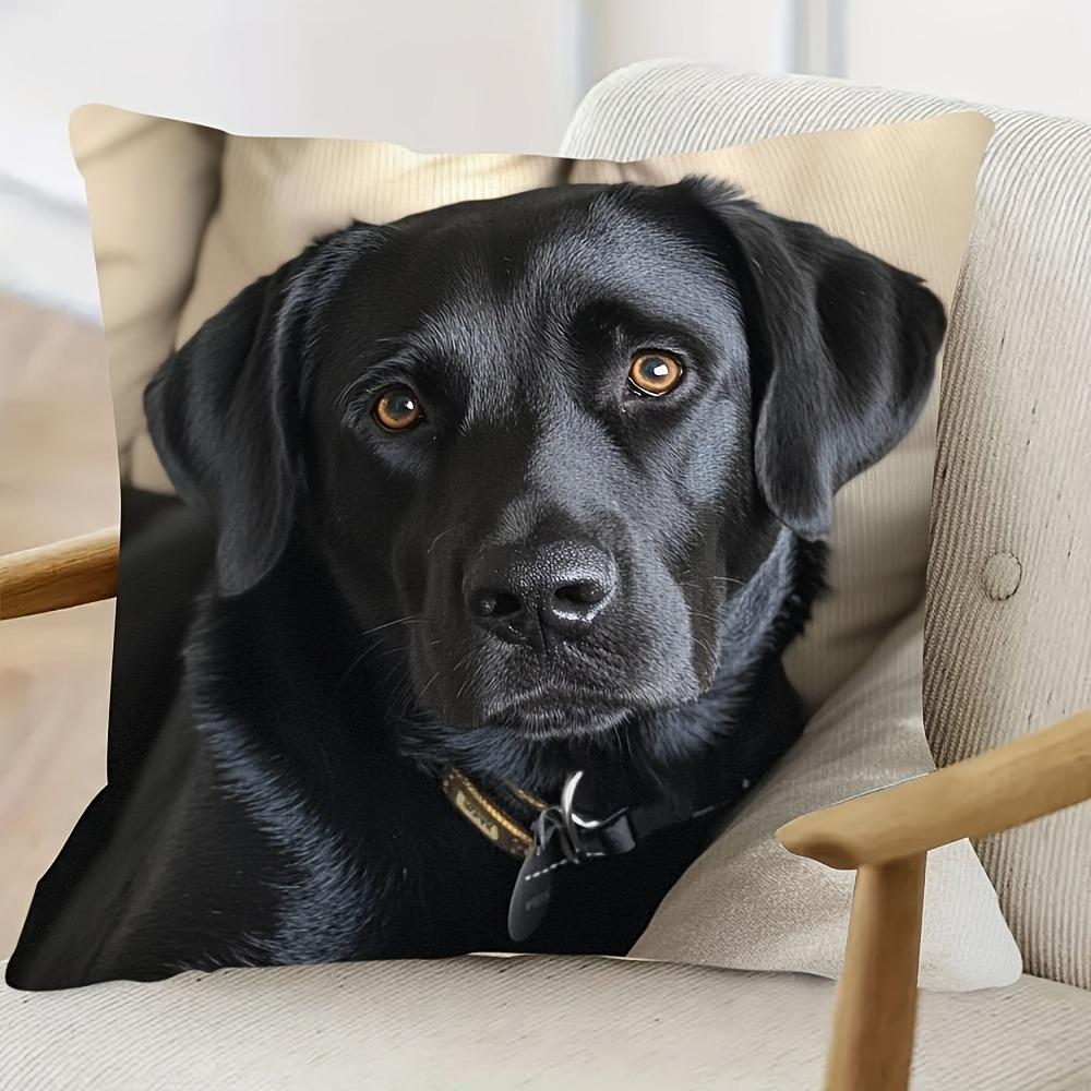 Cute Black Labrador Retriever Printed Pillowcase for Pet Lovers! Sofa Cushion Cover, Home Room Dormitory Decoration, 2D Printing