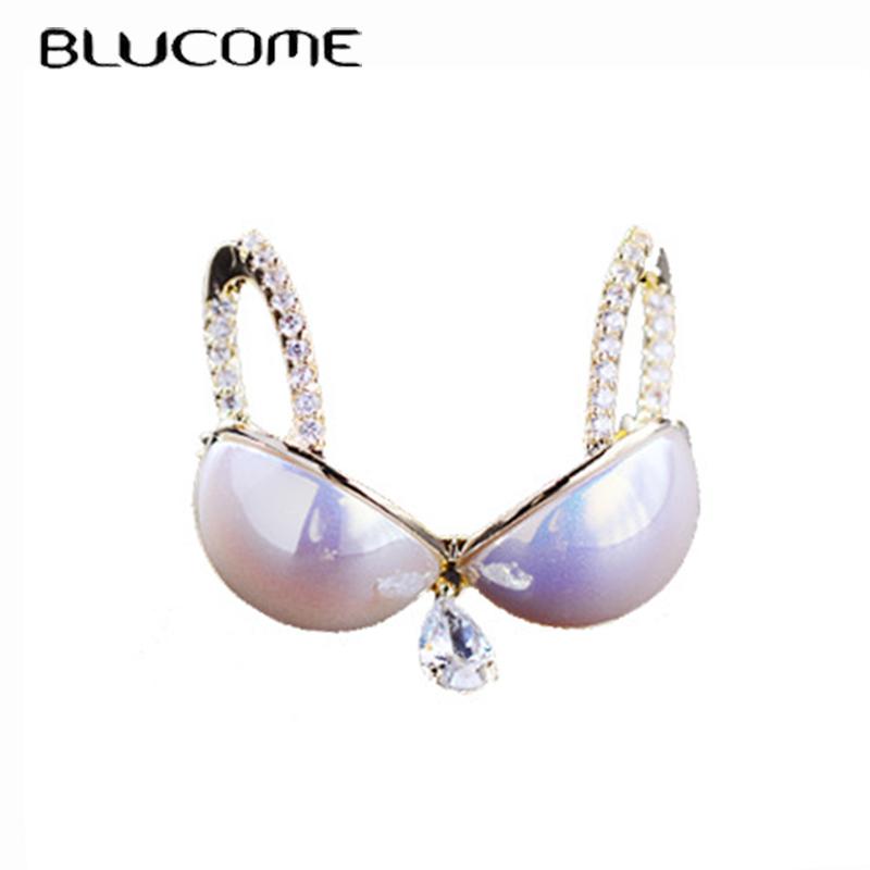 Blucome Creative Cute Bra Underwear Brooches for Women Men Suit Coat Hijiab Pins
