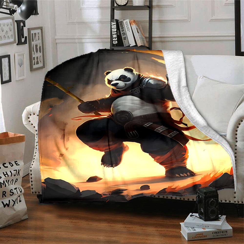 1PC Panda Warrior Blanket, Throw For Sofa, Bed, Travel, Camping, Livingroom, And Bed, Printing Blanket With Soft And Warm Fabric yy250918151