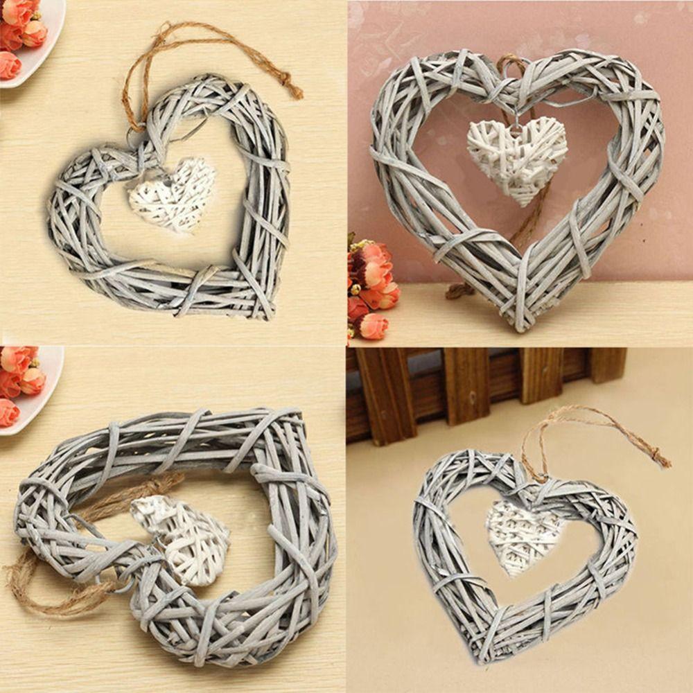 DIY Heart-shaped Pendants Wall Hanging Artificial Woven Wreaths  Wedding