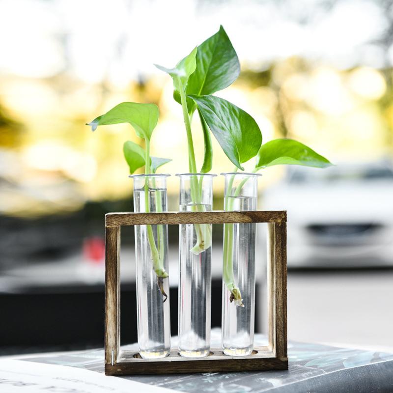1 шт. Пробирки для рассады, современная стеклянная ваза, стеклянная водная станция для выращивания растений, гидропонная минималистская деревянная рамка