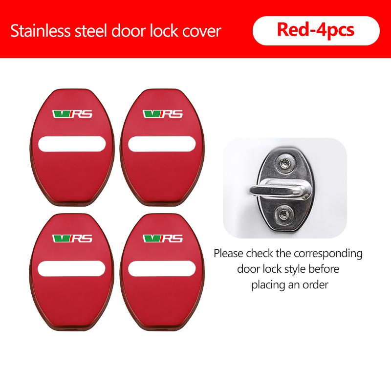 AAAJF1 4Pcs Zinc Alloy Car Door Lock Buckle Protective Covers For Skoda S Kodiaq Octavia 2 3 Yeti Karoq Rapid Fabia VII VRS