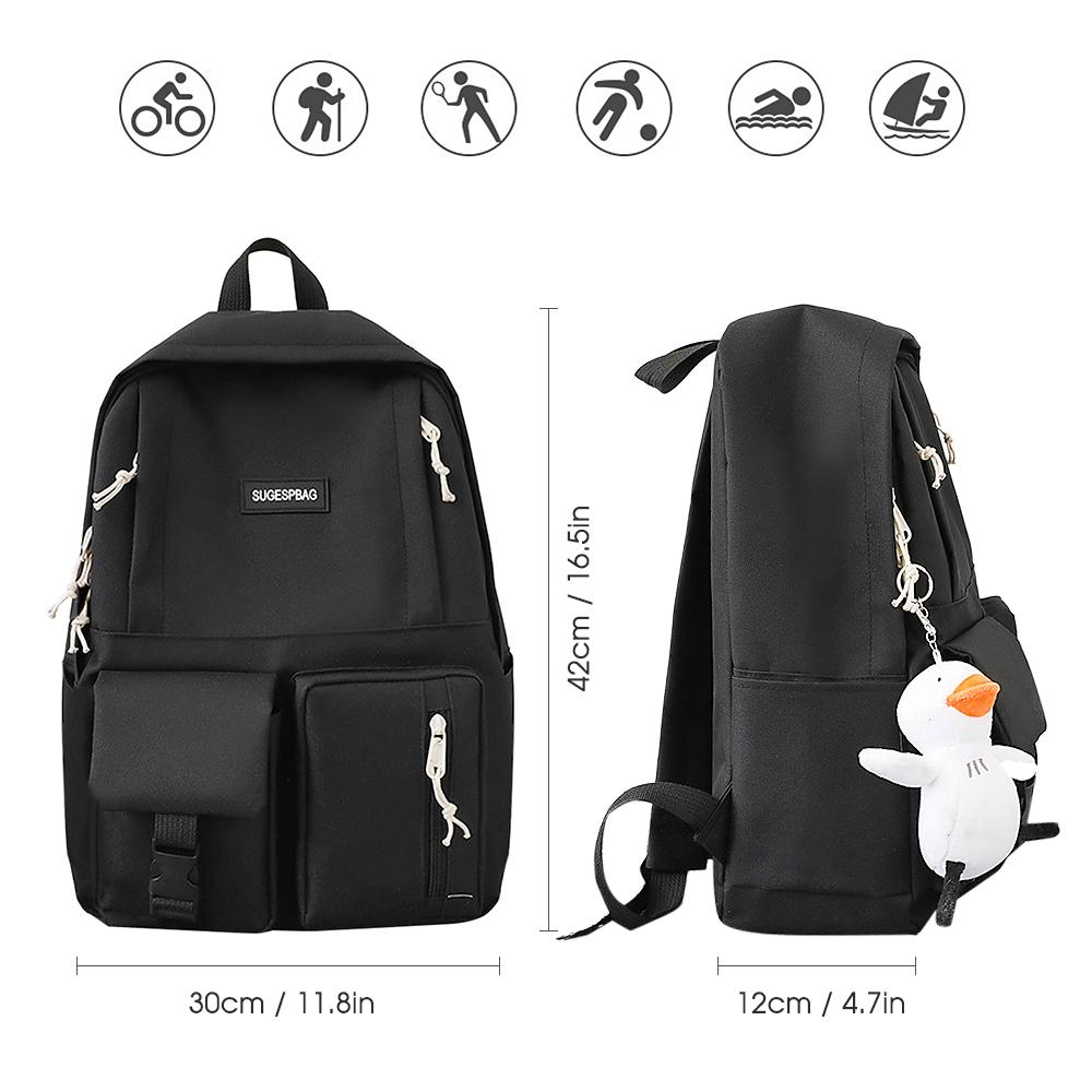 4 шт. Холщовый рюкзак Комбинированный набор Школьные сумки с сумкой через плечо Пенал Повседневная школьная сумка для