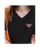 Love print V-neck short-sleeved t-shirt for women's summer 2025 new loose fit slimming loose top