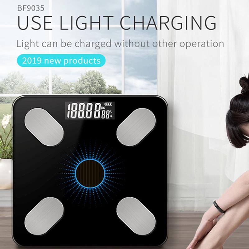 Приложение для солнечной зарядки, Bluetooth, интеллектуальный электронный баланс веса, поддержка весов для жира