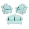 3Pcs 1:12 Mini Doll House Plaid Sofa Cushion Set Accessory Room Furniture ToyMatcha Color