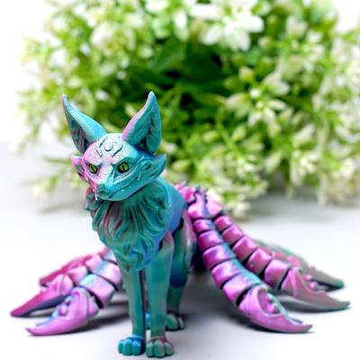 3D-печатная модель девятихвостой лисы Гибкая Реалистичная Сочлененная Животное Игрушки-антистресс Фигурки Подарки на Пасху Настольный