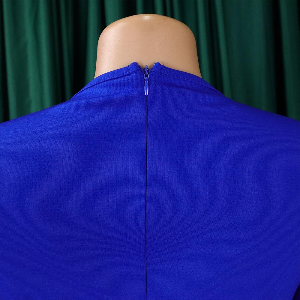 Женское деловое платье большого размера с круглым воротником и средними рукавами, элегантное цельное однотонное платье-футляр