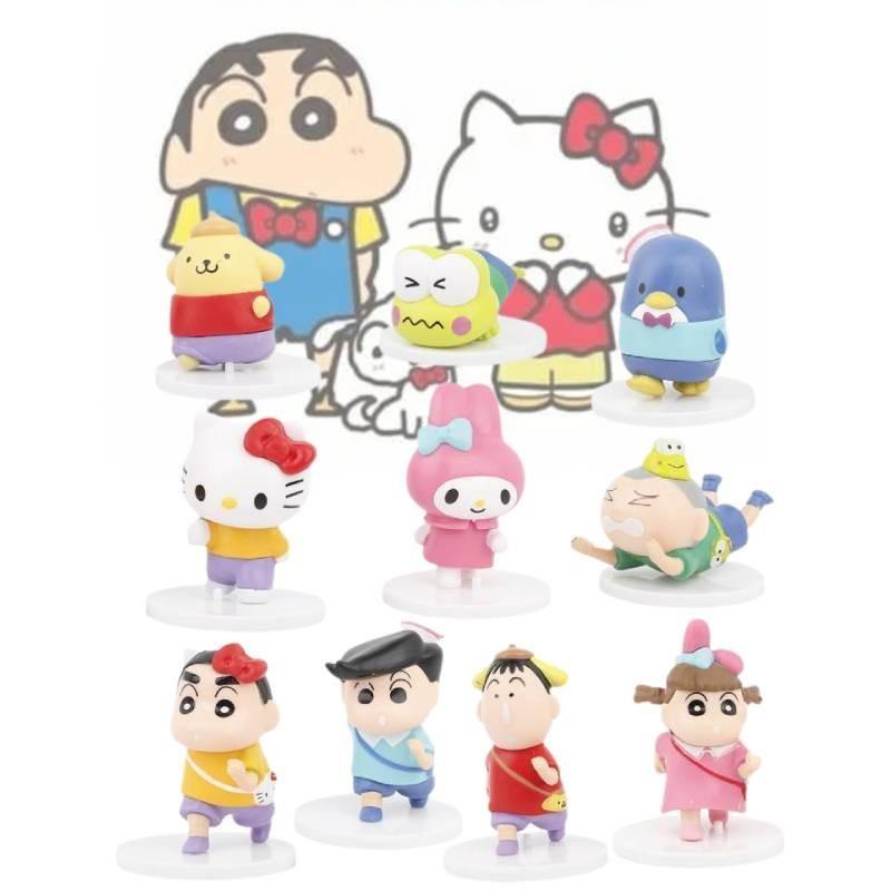 Cute Crayon Shin-chan Sanrio Collaboration Figures Pvc Blind Box Gashapon Collectibles