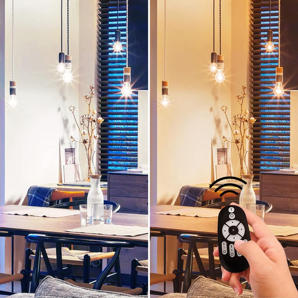 Dimmable LED Bulbs, 6-Pack, 60W Equivalent, E26 Base, Dimmable, Color-Adjustable, 806LM, 6W Power Consumption, Clear, Remote Control, Warm White,