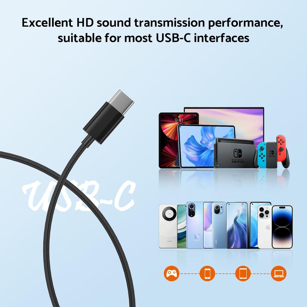 3.5mm Wired Headphones HiFi 3D Surround Sound In-Ear Headset Type-C 3.5mm With Wire Control Wired Earphones For Phone & Notebook