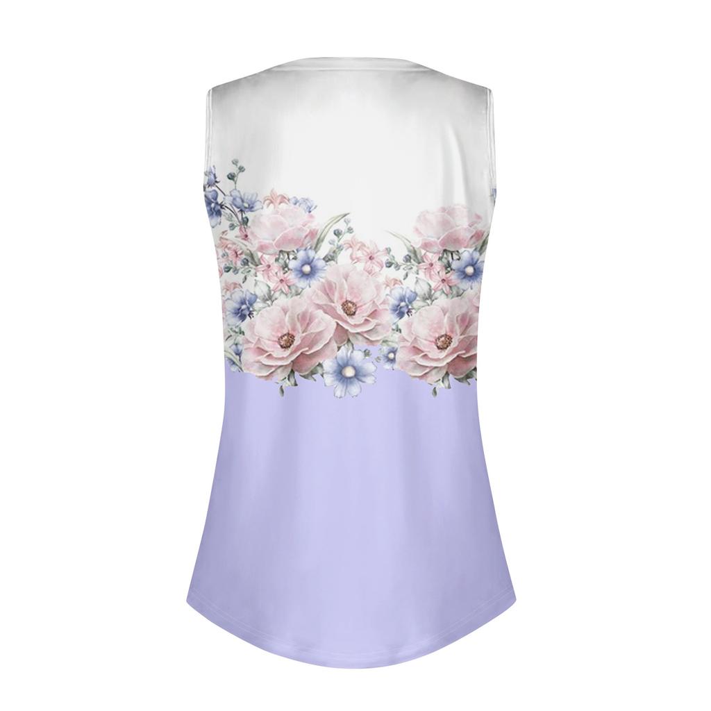 Женские летние майки с V-образным вырезом и принтом, повседневные майки для женщин, свободные рубашки-туники без рукавов