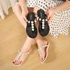 Herringbone Slippers for Women In Summer with Simple Flat Bottoms,  Clippings, Women's Slippers with Pearl Decoration, Herringbone Slippers