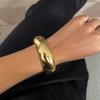 Exaggerated Punk Irregular Wide Cuff Spring Bangles for Women Vintage Gold Color Chunky Metal Bracelets Men Jewelry Gift