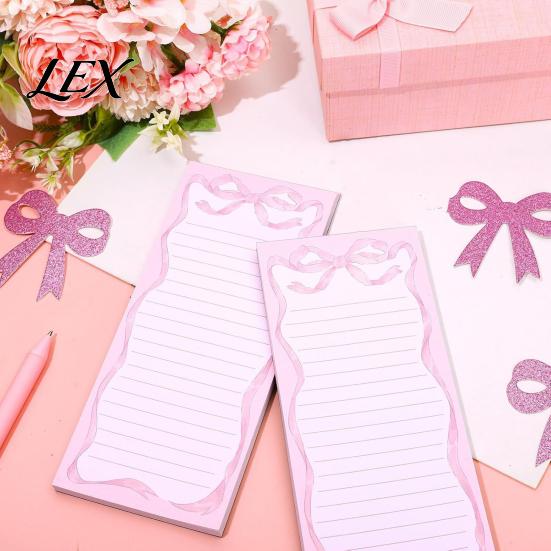 Daily Planner for Kitchen Magnetic Refrigerator Notepad, Highland Cow/Bow/Leopard Print, Shopping Note Paper Fridge List Pad And Metal Surfaces