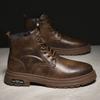 British Men Casual Ankle Boots Outdoor Antiskid Motorcycle Boots High Top Genuine Leather Basic Boot Thick Bottom Round Toe Boot