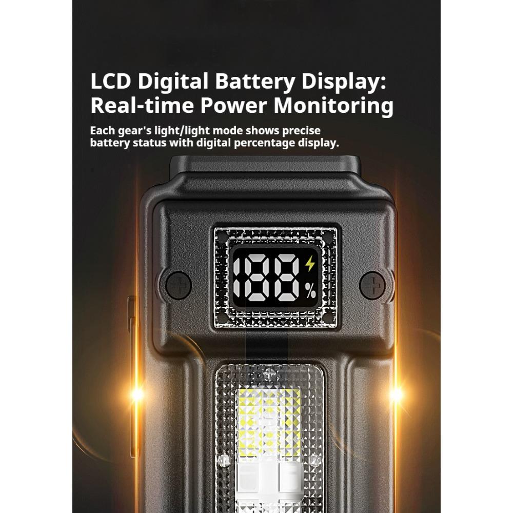 Новый портативный фонарик Ультратонкий перезаряжаемый светодиодный фонарик Портативный рабочий свет, Морозостойкий, Кемпинг, Патруль, Индикация заряда батареи