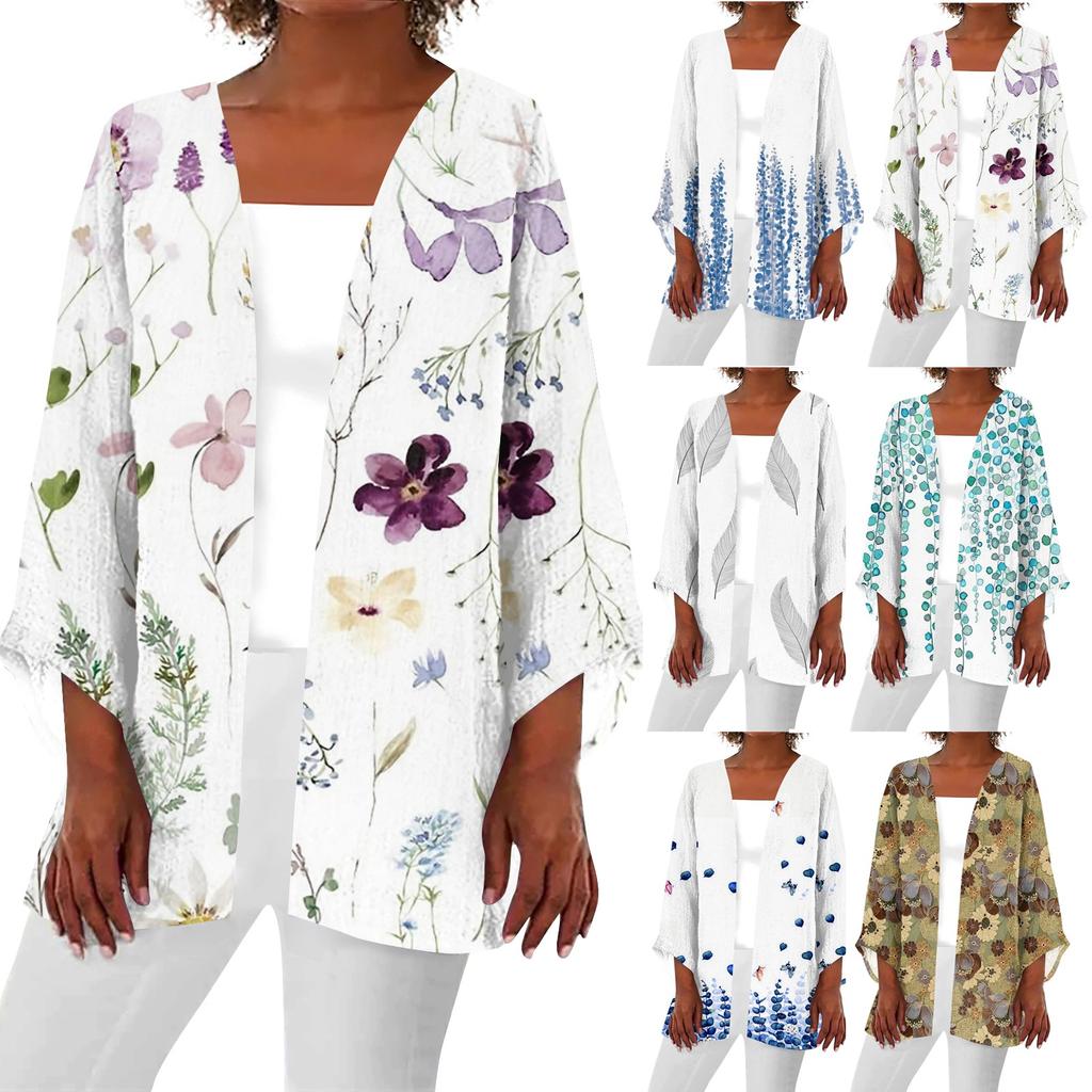 Женская повседневная модная легкая куртка средней длины с принтом в стиле ретро, кардиган