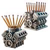 V8 Car Engine Pen Holder Resin Auto Engine Stationery Pencil Organizer Container Decoration Home Office Desktop Ornament