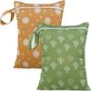 2pcs Reusable Printed Wet Dry Bag 10X14in Laundry Organizer Pouch Swimsuit Travel Bag for Beach