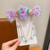 Cute Tassel Forehead Chain Mermaid Pearl Bow Accessories Fashion Hair Clip  for Children