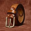 Retro Matte Washed Old Thickened First Layer Cowhide Belt Men'S Genuine Leather Copper Buckle Casual Jeans Belt Men'S