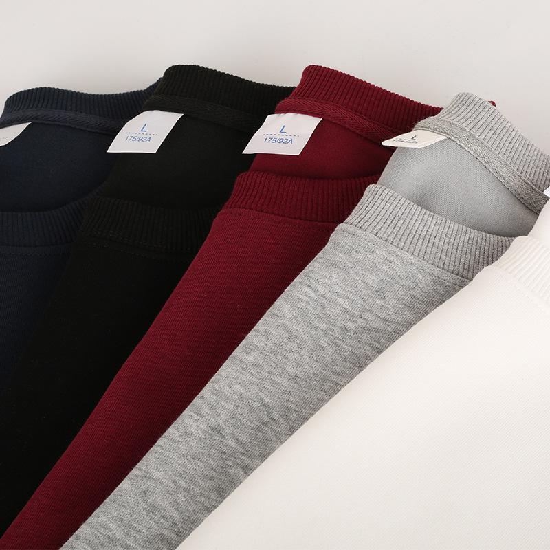 Унисекс Толстовка из хлопка с флисовой подкладкой - Толстая, Свободного кроя, с круглым вырезом, Стиль со спущенным плечом