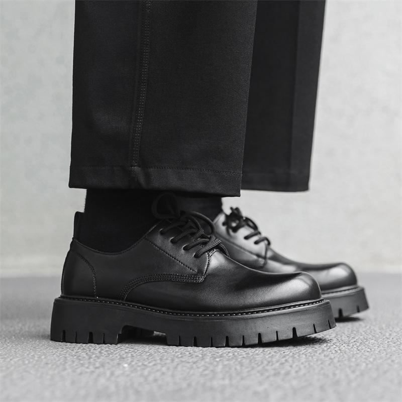 Повседневная кожаная обувь с большой головой, мужская новинка 2025 года, на толстой подошве, рабочая, молодежная, с круглым носком, низкие берцы Мартин 5691-J