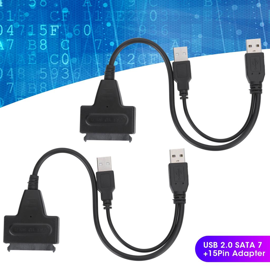 2 шт. Кабель-переходник USB 2.0 на SATA 7 15Pin для 2,5-дюймового SSD-жесткого диска 480 Мбит/с