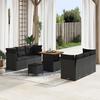 9-piece Garden Sofa with Cushions Black Poly Rattan Acacia, 3-piece Garden Dining Set with Cushions Black Rattan 3363384