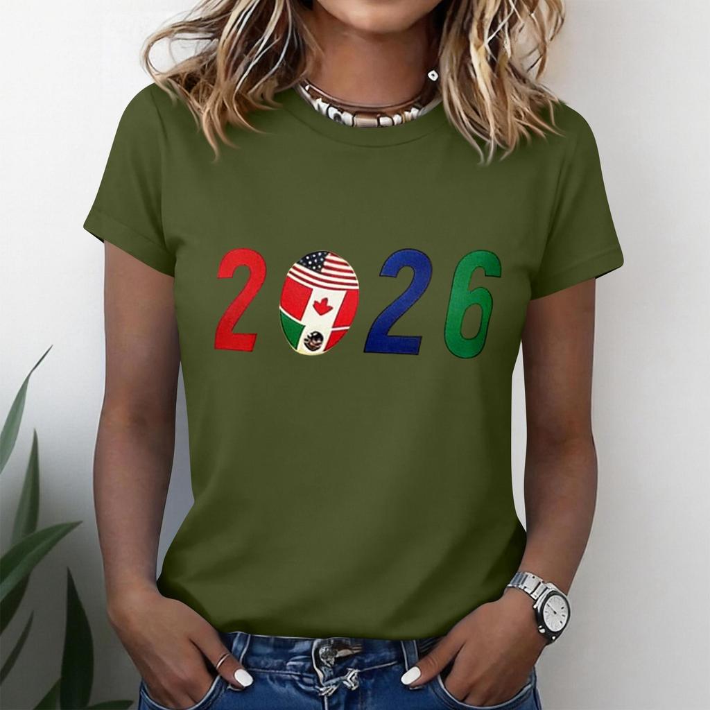 Women's Casual Short Sleeve T-Shirt Crew Neck 2026 Soccer Graphic Print Lightweight Soft Fabric Comfortable Fit