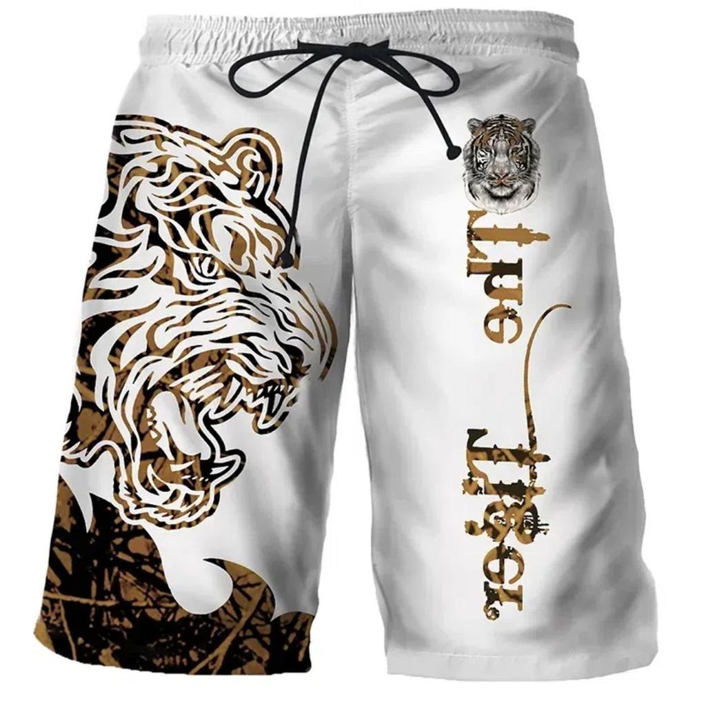 Крутые летние шорты Tiger Wolf, удобные гавайские пляжные шорты для доски для серфинга, быстросохнущие спортивные шорты, мужские пляжные шорты для мальчиков