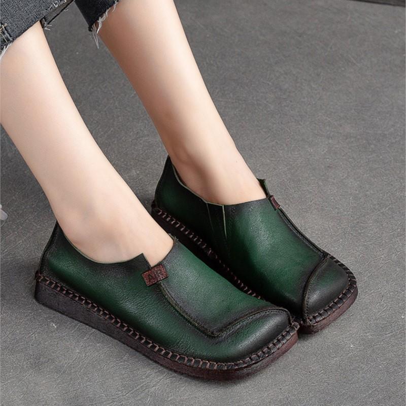 Модные женские лоферы GKTINOO Весна Натуральная кожа Комфортные Плоские Туфли для мамы Обувь слипоны Модная женская обувь Zapatos De Mujer