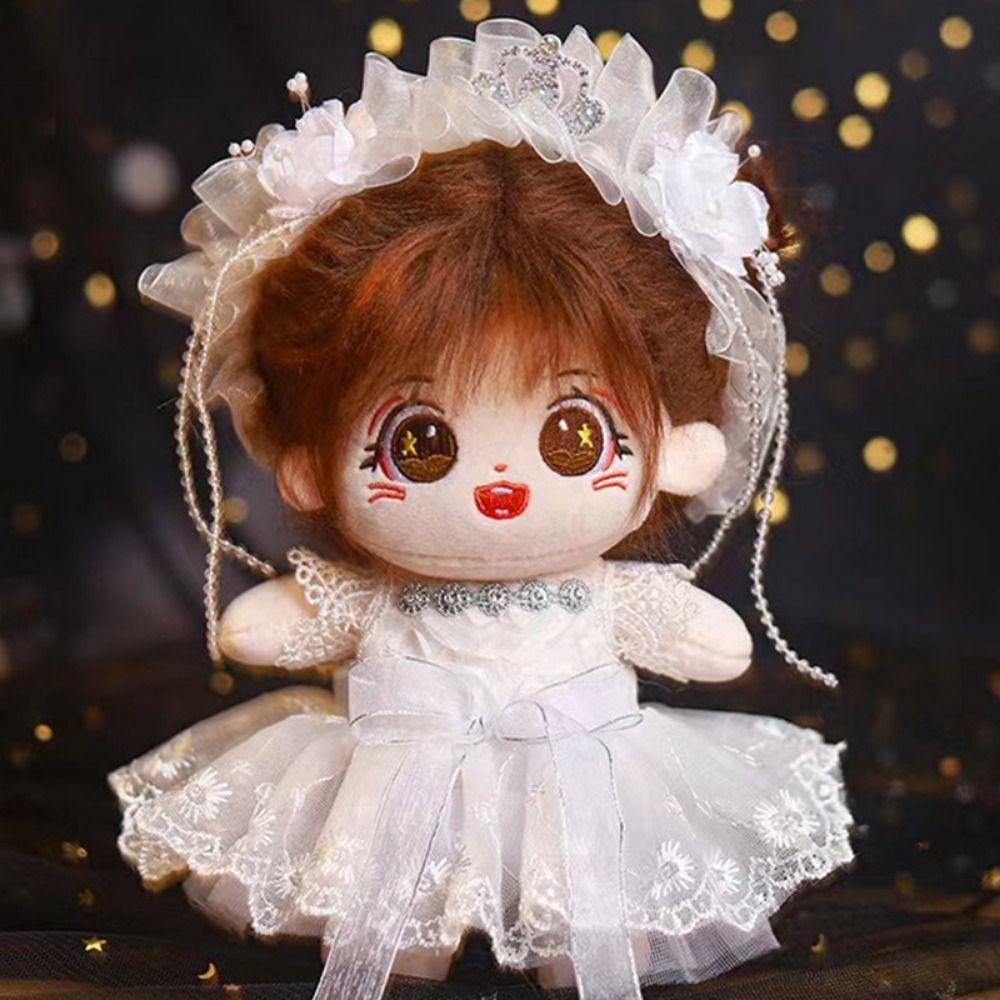 White Gauze Skirt Cotton Doll Outfit Dress 20cm Doll Flower Dress  DIY Keychain Pendant
