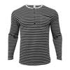 Мужская полосатая футболка-henley с длинным рукавом, повседневная.