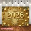 2D Gold 2026 Happy New Year Banner Backdrop Christmas Ornament New Year Eve Party Decor Background