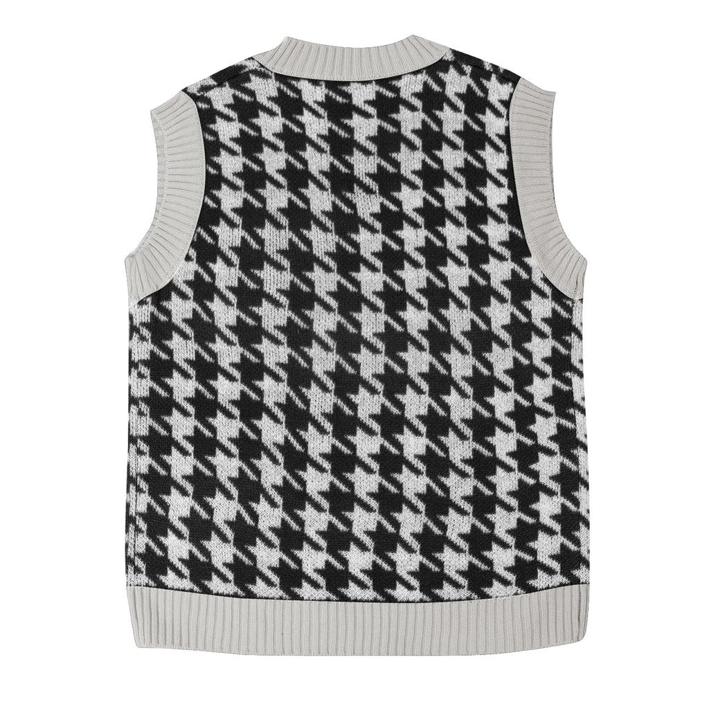 Women's Casual V-Neck Pullover Shirt Collision Color Sleeveless Sweater Vest