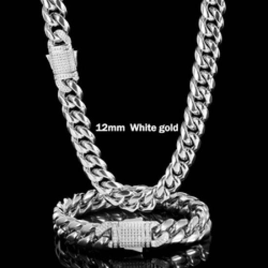 Оптовая продажа, хип-хоп, кубинское ожерелье с застежкой из нержавеющей стали, 14 К, 18 К, позолоченное, Iced Out, для мужчин, Майами, кубинское звено