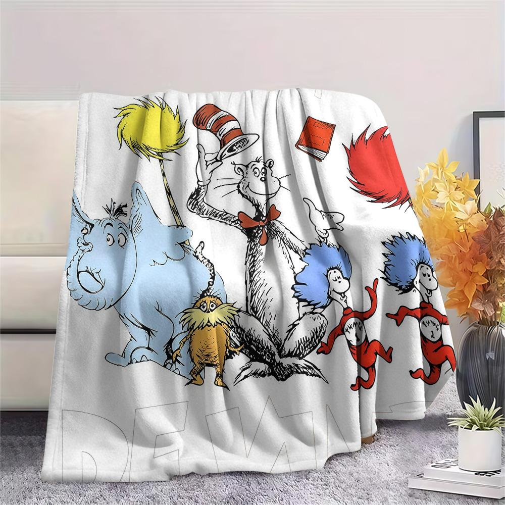 The Cat in the Hat Flannel Blanket, High quality Comfortable for All Seasons, Home Decor, Warmth and Comfort