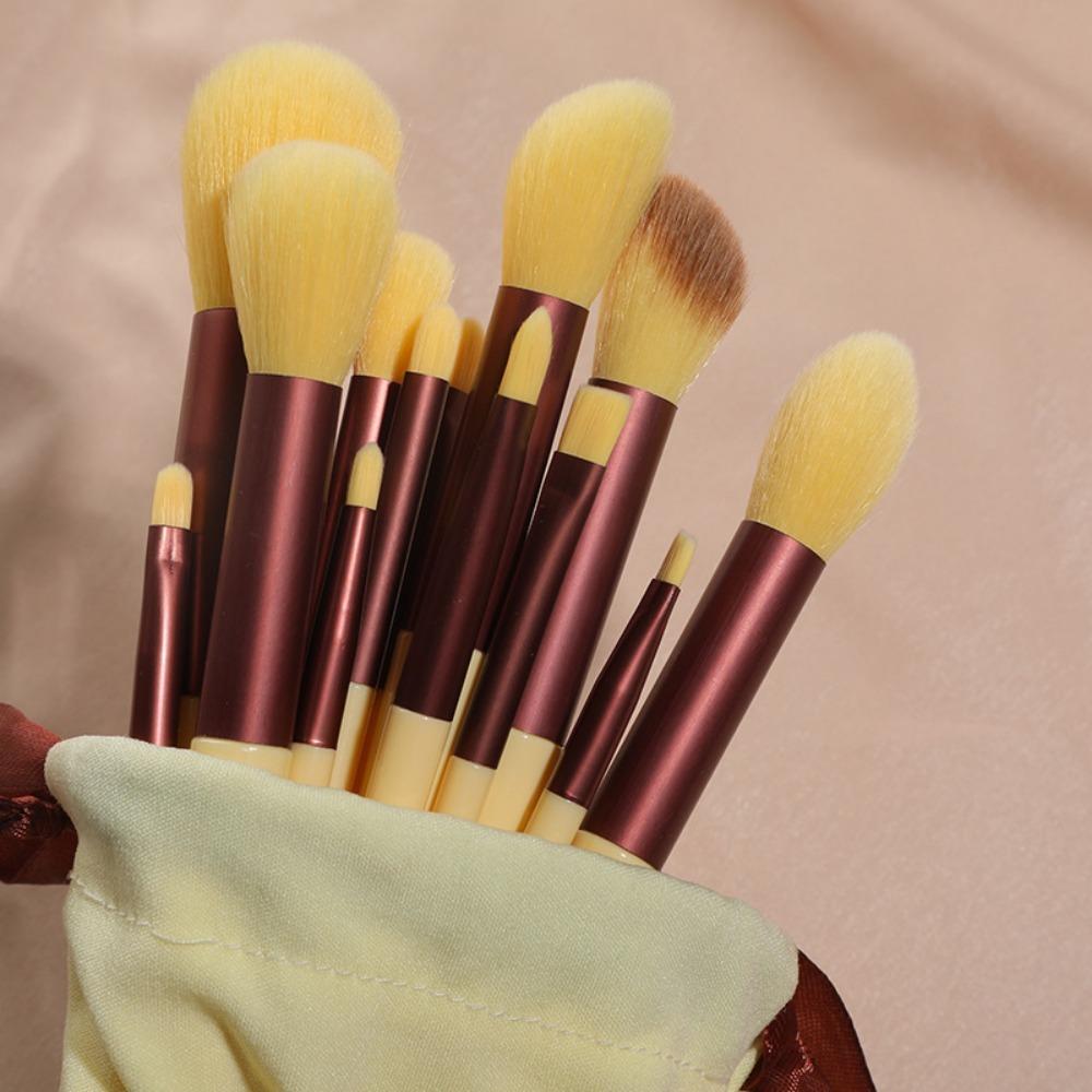 13-Piece Makeup Brush Set, Foundation Brush, Eyeshadow Brush, Highlighter, Loose Powder, Blush, Green Makeup Brush Set